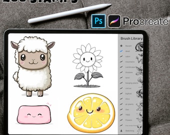 200 Kawaii Decor Procreate-stempels, kawaii procreate-stempels