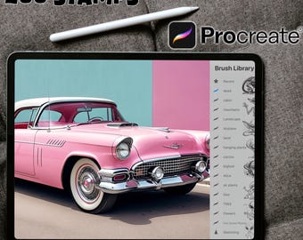 200 Vintage Cars Procreate Stamps ~ Vintage Car Designs & photoshop brushes