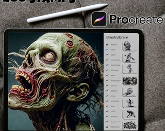 200 Zombie Procreate Stamps ~ Zombies Designs & photoshop brushes