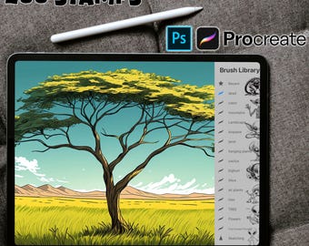 200 Trees Procreate Stamps ~ Tree Background Art