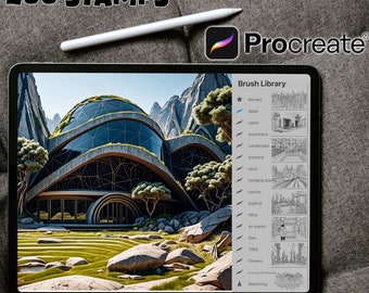200 Future Landscapes Procreate Stamps ~ Future Cities