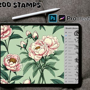 Procreate - 200+ Pfingstrosen Tattoo Stempel - Procreate Pinsel ~ Kommerzielle Nutzung