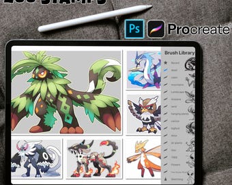 200 Fakémon Procreate Stamps ~ Poke Designs & Monsters Procreate - Poke Ball Characters