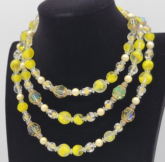 Vintage Vendome Art Glass Bead Necklace, Collecti… - image 1