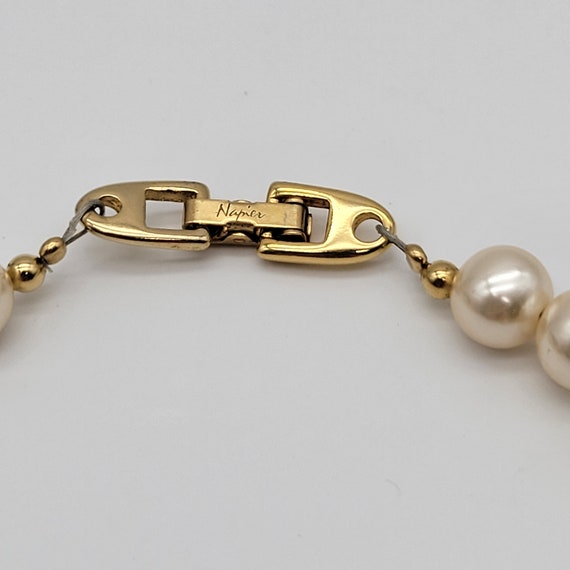 Vintage Napier Necklace Faux Pearl Gold Tone Pend… - image 5