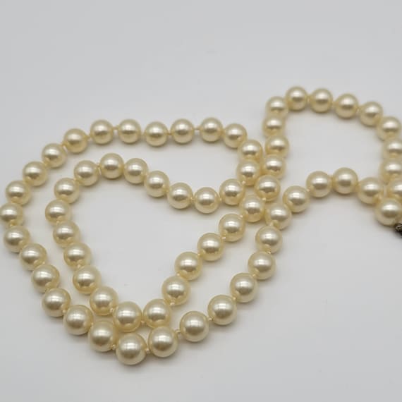 Vintage Glass Pearl Necklace with Sterling Filigr… - image 5