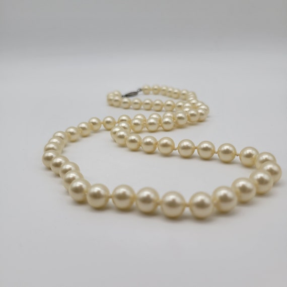 Vintage Glass Pearl Necklace with Sterling Filigr… - image 4