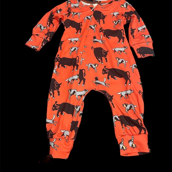 heeler dog and cattle print baby pajamas