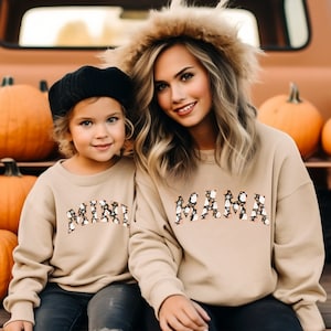 Mommy and Me Ghost Print Shirt für Halloween-Saison - Minimalistisches Design - Mama & Mini - Passende Sweatshirts - Neugeborene bis Erwachsene Plus 5XL