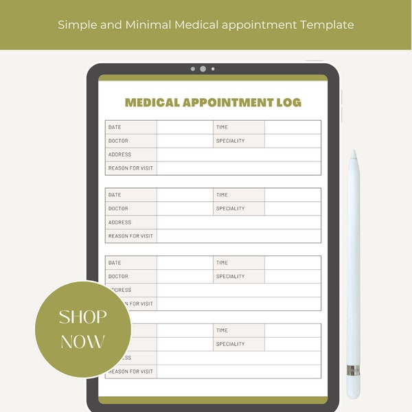 Medical Appointment Log Template Etsy Medical Appointment Log Template Etsy