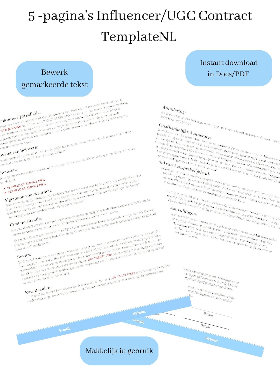 Dutch UGC Creator Contract Template User Generated Content Influencer ...