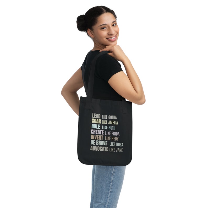 Inspirerende geschenken, milieuvriendelijke draagtas, damesgeschiedenismaand biologische canvas draagtas, college tas, feministische geschenken, Moederdag tas afbeelding 4