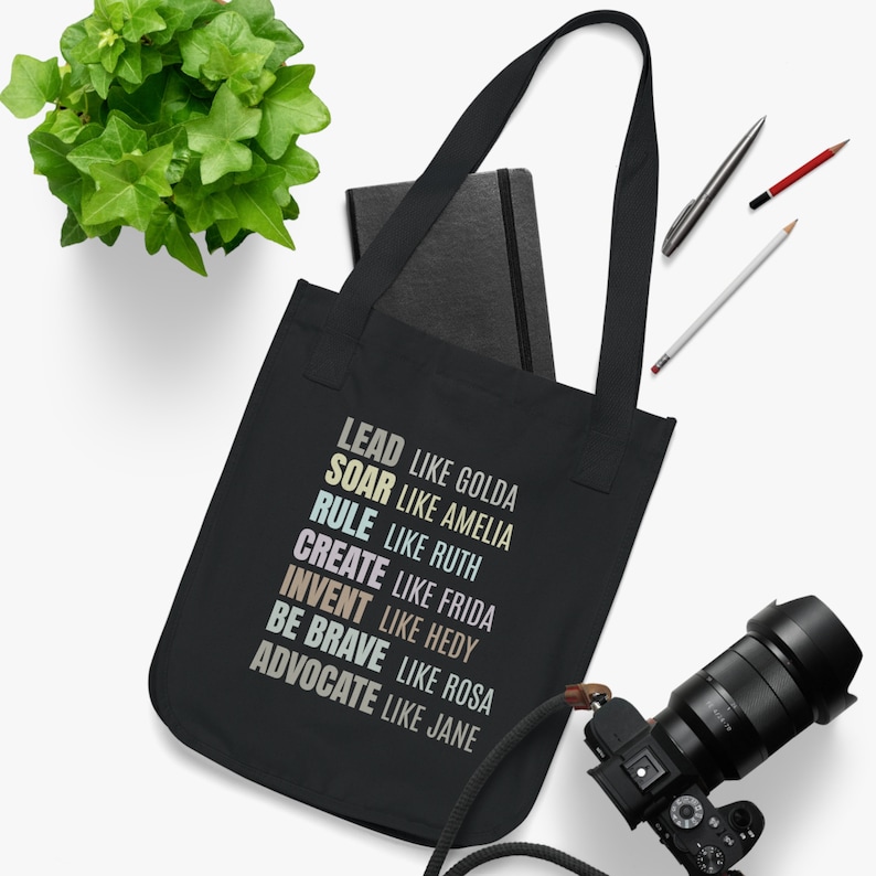 Inspirerende geschenken, milieuvriendelijke draagtas, damesgeschiedenismaand biologische canvas draagtas, college tas, feministische geschenken, Moederdag tas afbeelding 1