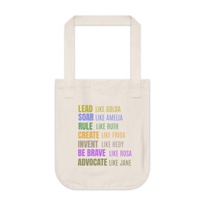 Inspirerende geschenken, milieuvriendelijke draagtas, damesgeschiedenismaand biologische canvas draagtas, college tas, feministische geschenken, Moederdag tas afbeelding 8