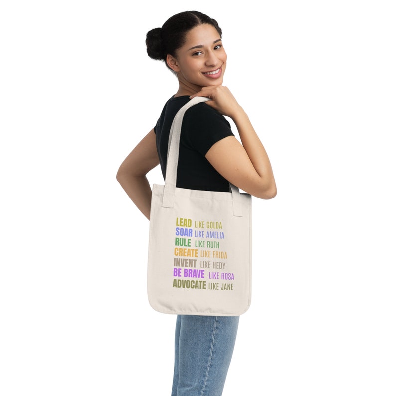Inspirerende geschenken, milieuvriendelijke draagtas, damesgeschiedenismaand biologische canvas draagtas, college tas, feministische geschenken, Moederdag tas afbeelding 3