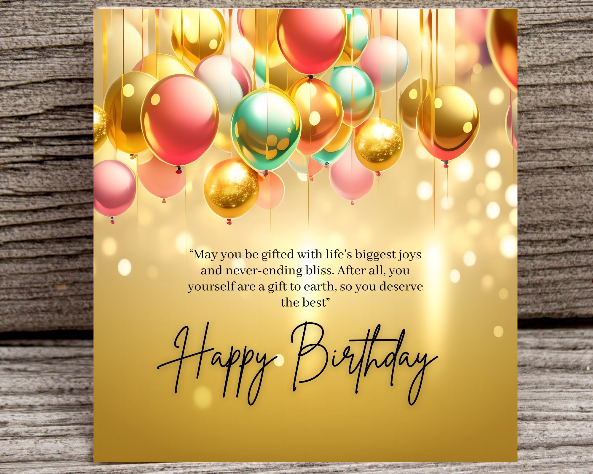 Gold Editable &amp; Printable Happy Birthday Card | Modern Happy Birthday ...