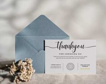 Small Business Thank You Card Template |Editable Business Thank You Card |Thanks For Your Purchase Card |Package Insert| Instant Download