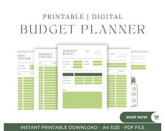 Printable Budget Planner | Finance Planner | Monthly Budget Planner | Savings Tracker | Debt Tracker |Printable Planner PDF |Expense Tracker
