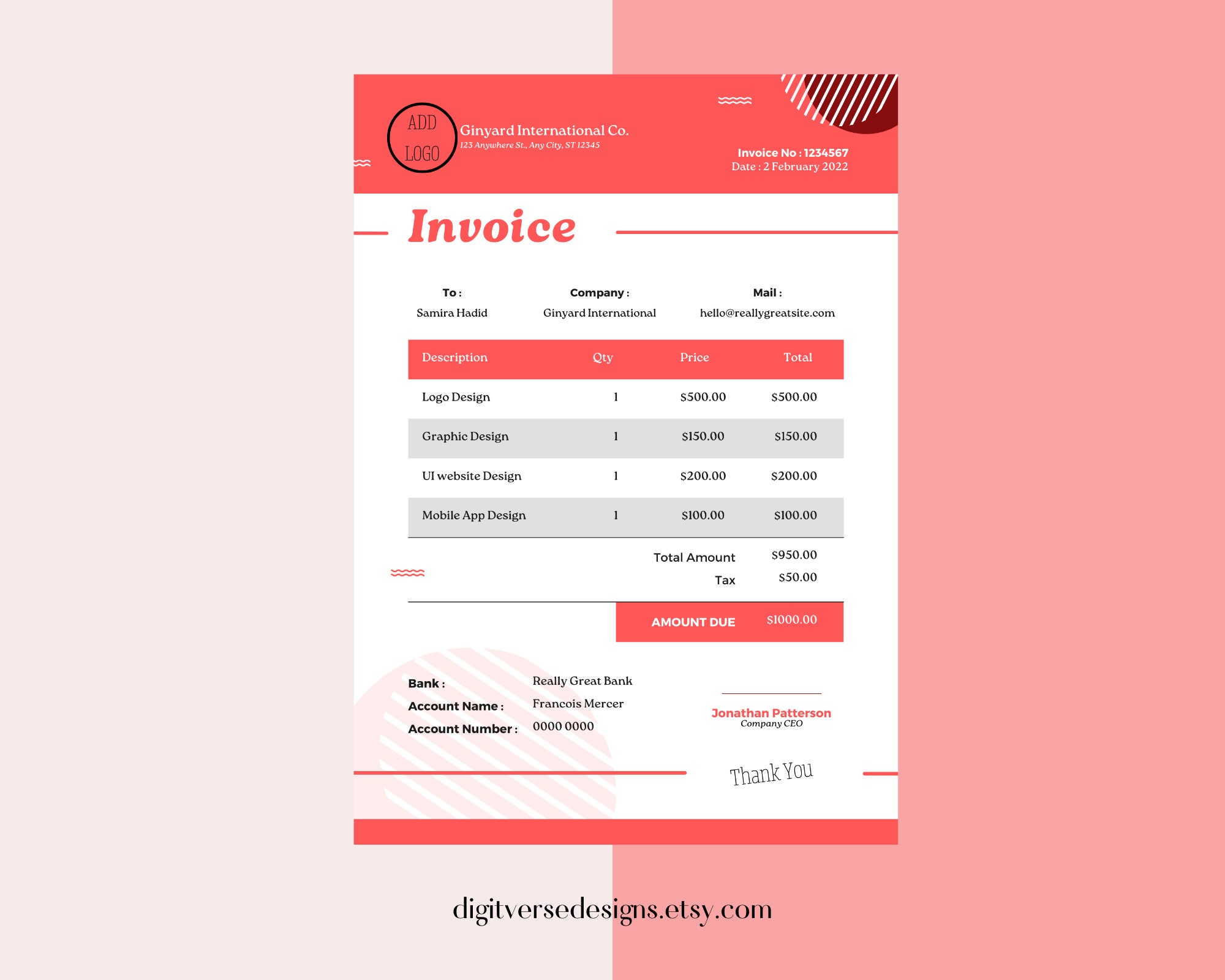 Business Invoice Templates Custom Invoice Sleek Business Invoice ...