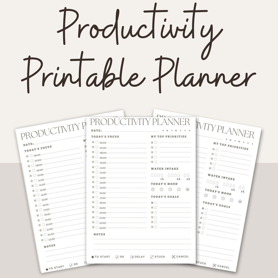 Printable Productivity Planner, Productivity Planner Template