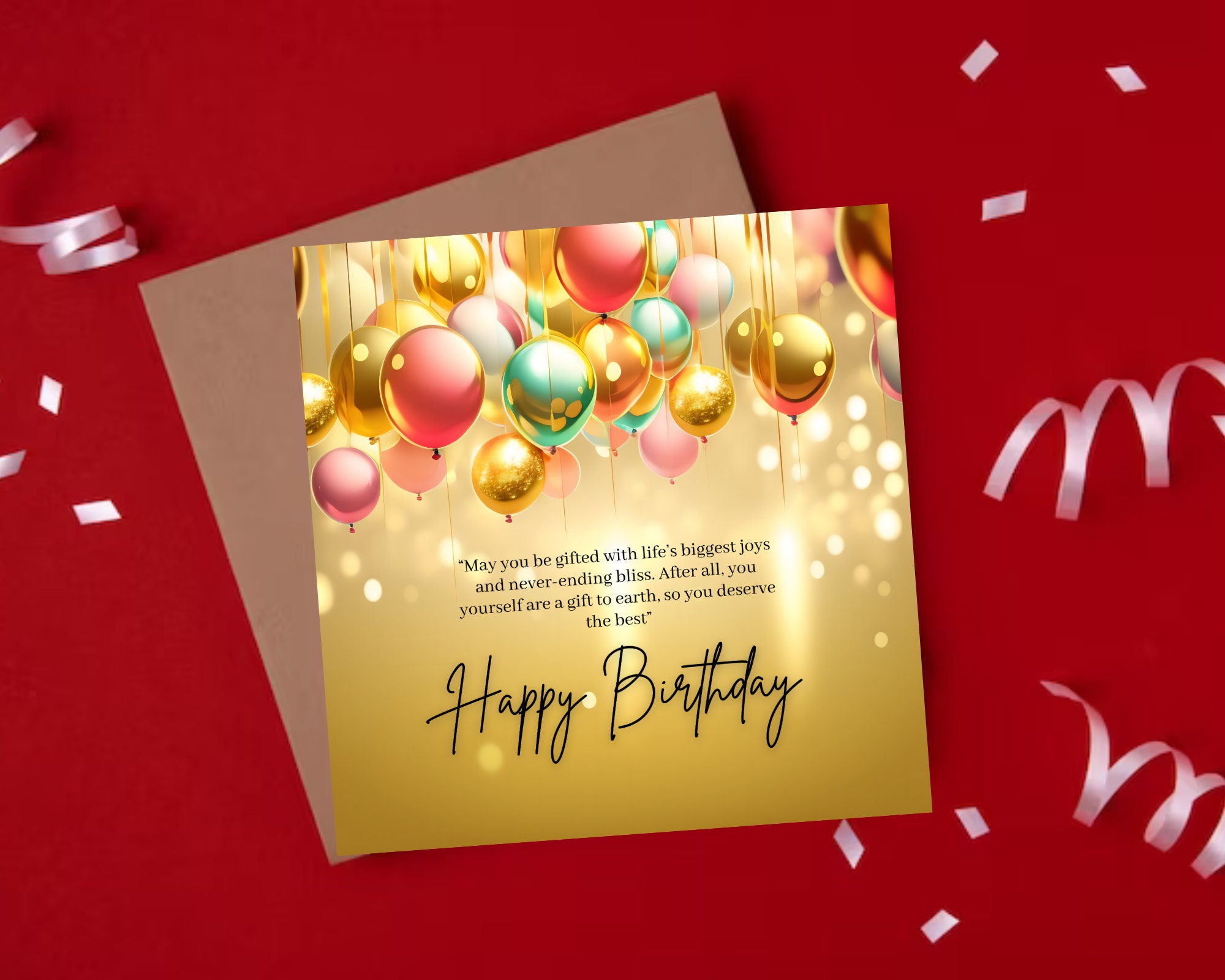 Gold Editable &amp; Printable Happy Birthday Card | Modern Happy Birthday ...