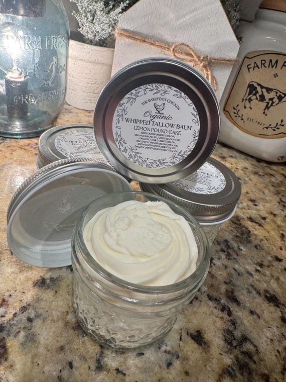 NEW Organic Grass-Fed Tallow Balm | Lemon Pound Cake Scent | Deeply Nourishing Natural Skin Moisturizer