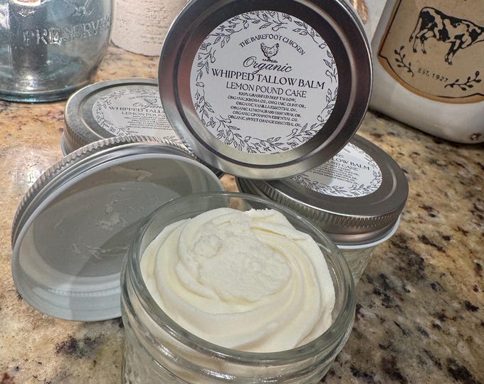 NEW Organic Grass-Fed Tallow Balm | Lemon Pound Cake Scent | Deeply Nourishing Natural Skin Moisturizer