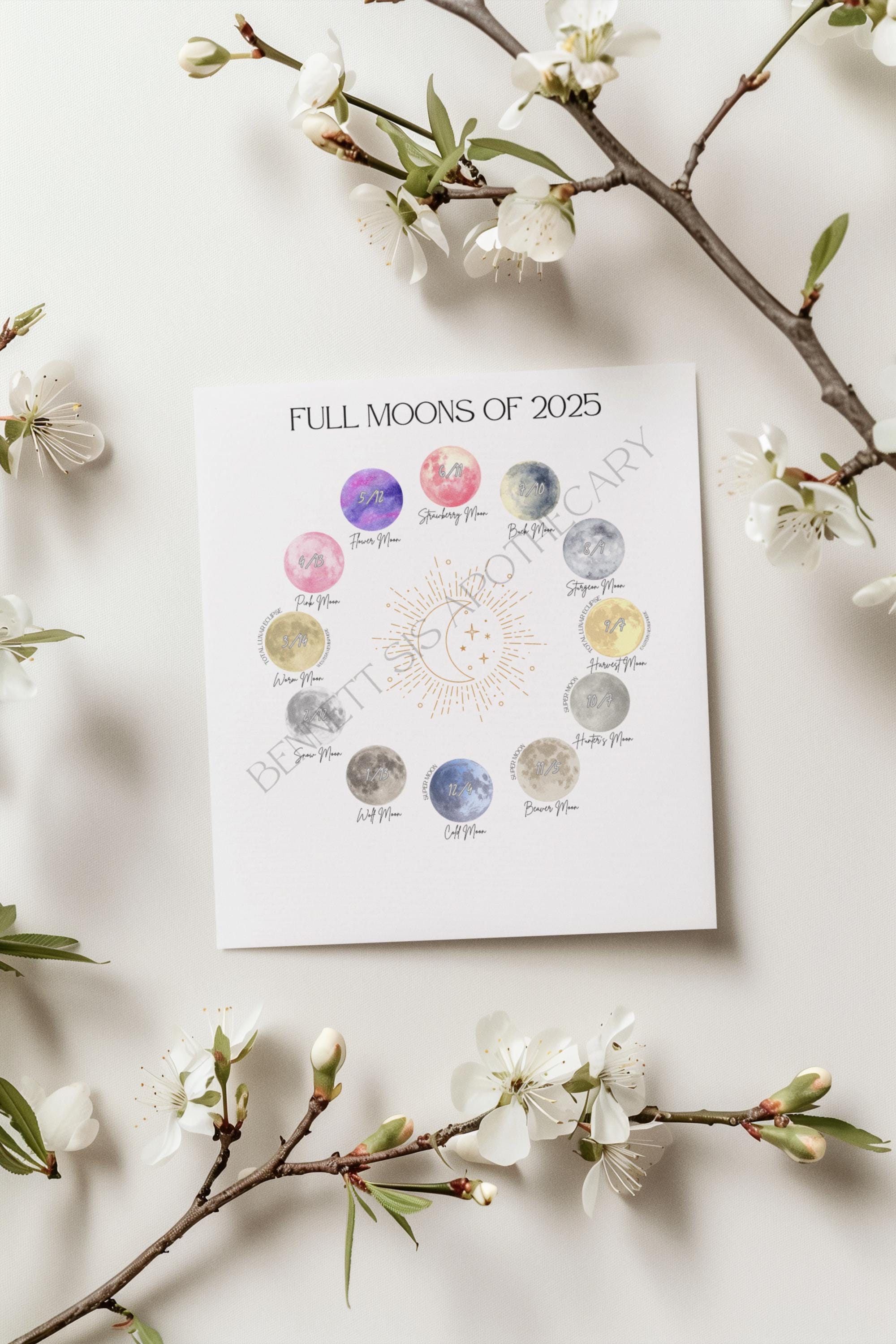 2025 Full Moon Calendar - Etsy