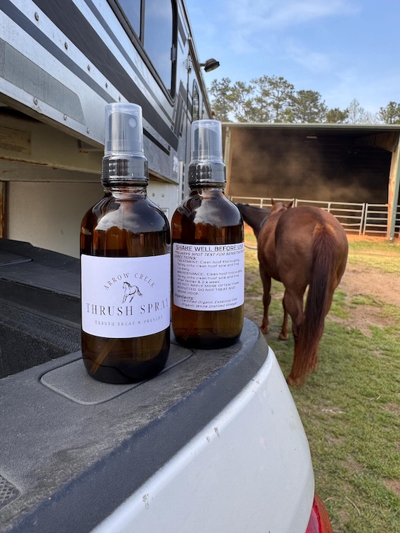 Natural Thrush Treatment 4oz | Organic Thrush Spray | Organic Essential Oils for Horses | Non-Toxic Stable Care | Tack Box Essentials