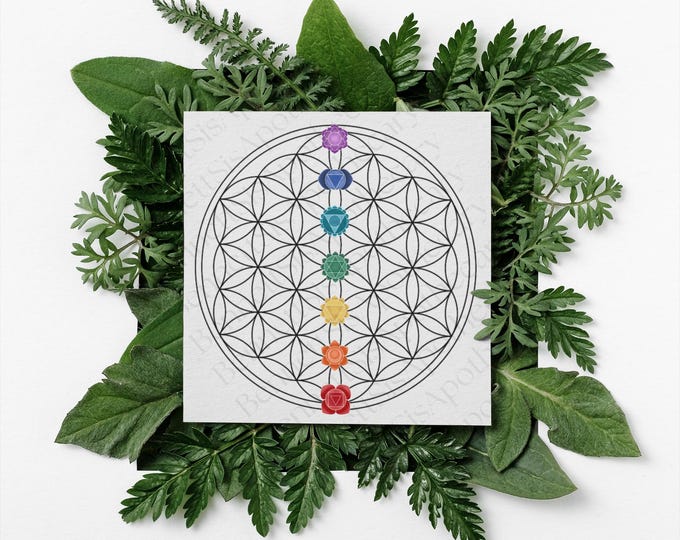 7 Chakra Healing Crystal Grid: Flower of Life Printable, Digital Download, Crystals, Manifestation Guide