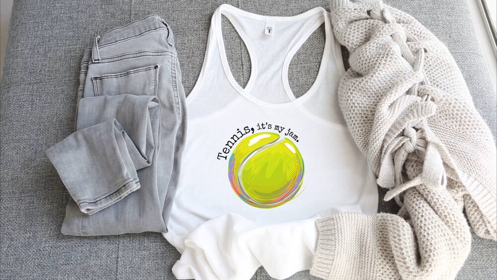 Tennis Ball With Tennis It'S My Jam Women'S Ideal Racerback Tank Top, Tennis Tank Tops, Women'S Tennis Tank Tops, Tennis Fans, Gifts For Her New Fashion