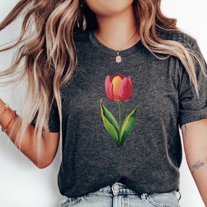 Colorful Tulip Shirt, Watercolor Tulip Shirt, Spring Flower Shirt, Botanical T-Shirt, Tulip Lover, Beautiful Tulip Shirt, I Love Tulips Tee