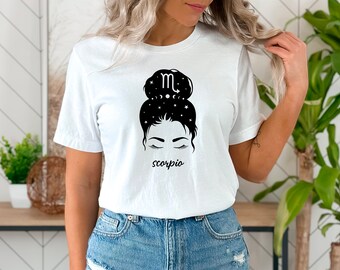 Scorpio Zodiac Classic Tee, Woman Scorpio Shirt, Gift For Her, Astrology, Horoscope, Birthday Gift, Woman Scorpio, Short Sleeve, Black Print