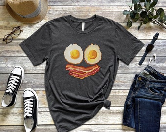 Eier und Speck lächelndes Hemd, Ei Liebhaber Hemd, Speck Liebhaber Hemd, Speck und Eiern Smily Gesicht Hemd, ich liebe Eier und Speck Hemd, Smily Gesicht