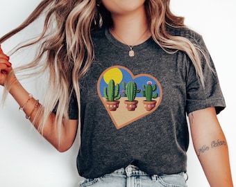 Cactus Desert Plant Shirt, Desert Sun Cactus T-Shirt, Botanical T-Shirt, Cute Cactus T-Shirt, Fun Cactus T-Shirt, Fun I Heart Cactus T-Shirt