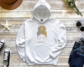 Capricorn Astrology Sign Hooded Sweatshirt, Capricorn Hoodie, Astrology Hoodie, December, January, Capricorn Gift, Capricorn Sweatshirt