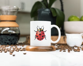 Colorful Ladybug 11oz Coffee mug, Vintage Ladybug Mug, Ladybug Lover, Fun Ladybug Mug, Ladybug Lover Gift Mug, Fun Retro Ladybug Insect Mug