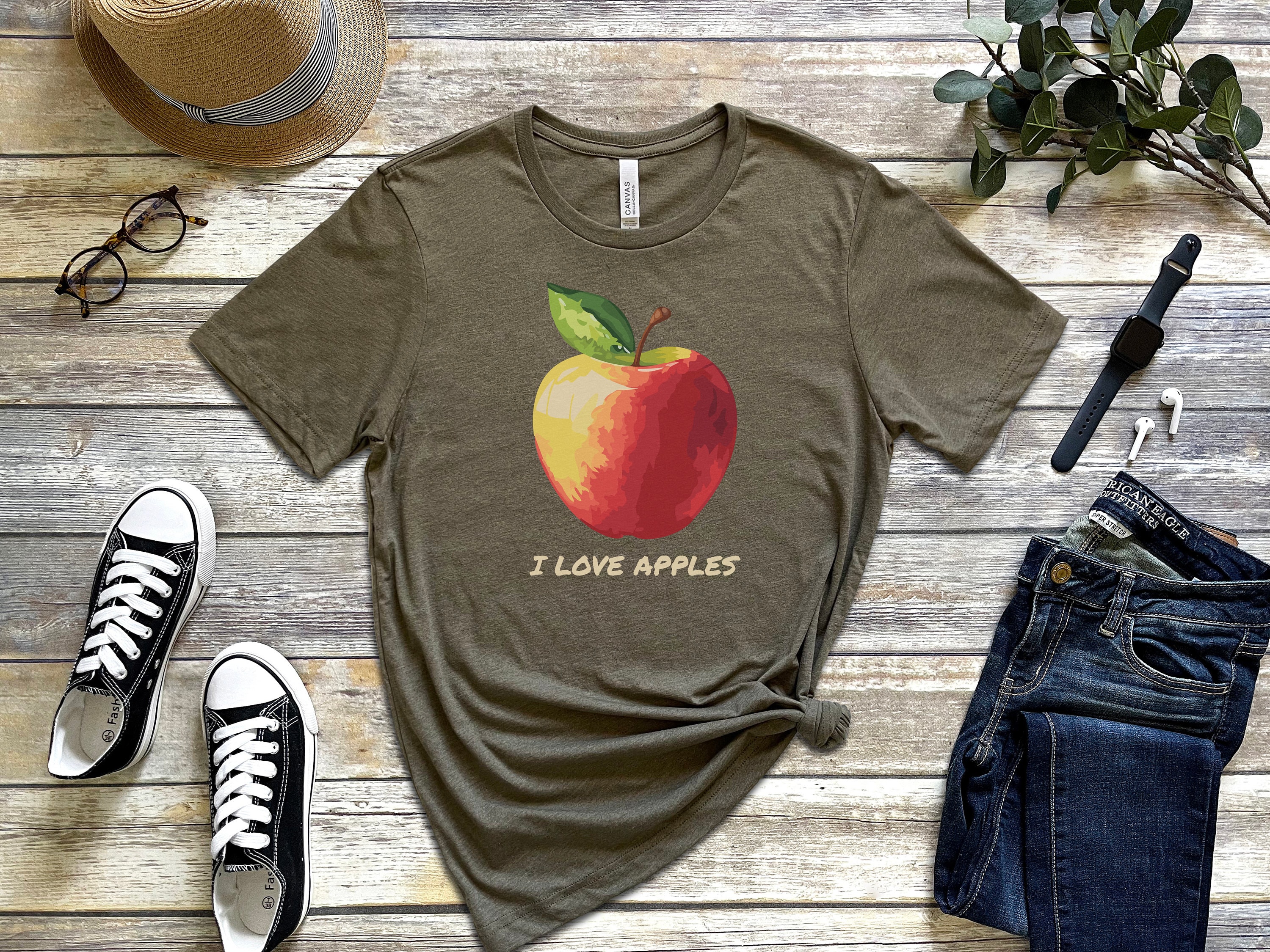 Colorful Apple Shirt, I Love Apples Shirt, Apple Lover Shirt