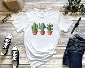 Mamacita T-Shirt For Women - Cactus Flower Graphic Tee, Casual Short Sleeve Top