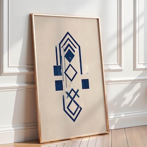 Geometric Wall Art Print - Printable Art - Blue Minimalist Modern Abstract Design for Mid-Century & Contemporary Decor - Digital Download