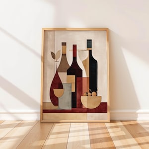 Printable Art – Colorful Abstract Kitchen Wall Art in Mid Century Modern Style, Digital Download