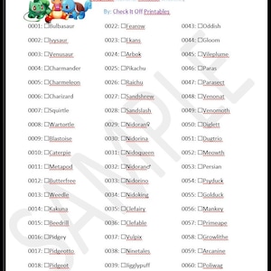 Pokémon GO Printable Checklist Pokédex - With Gen 3, PDF, Pokémon