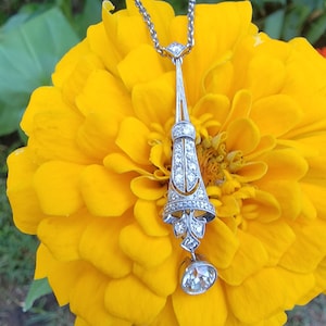 Platinum Edwardian Lavalier Necklace with Diamonds; Bridal/Wedding/Anniversary Gift
