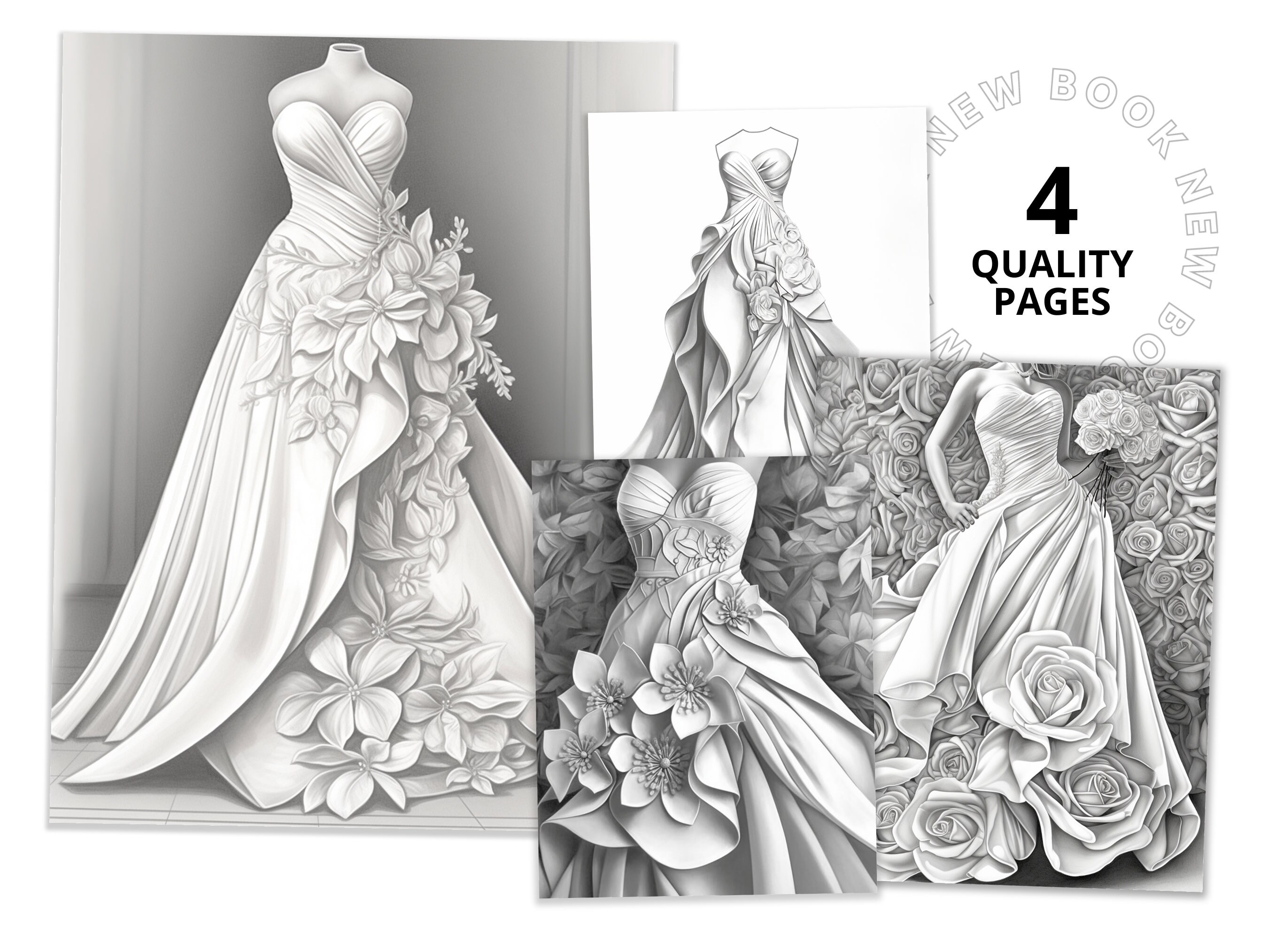 Wedding dresses coloring clearance pages