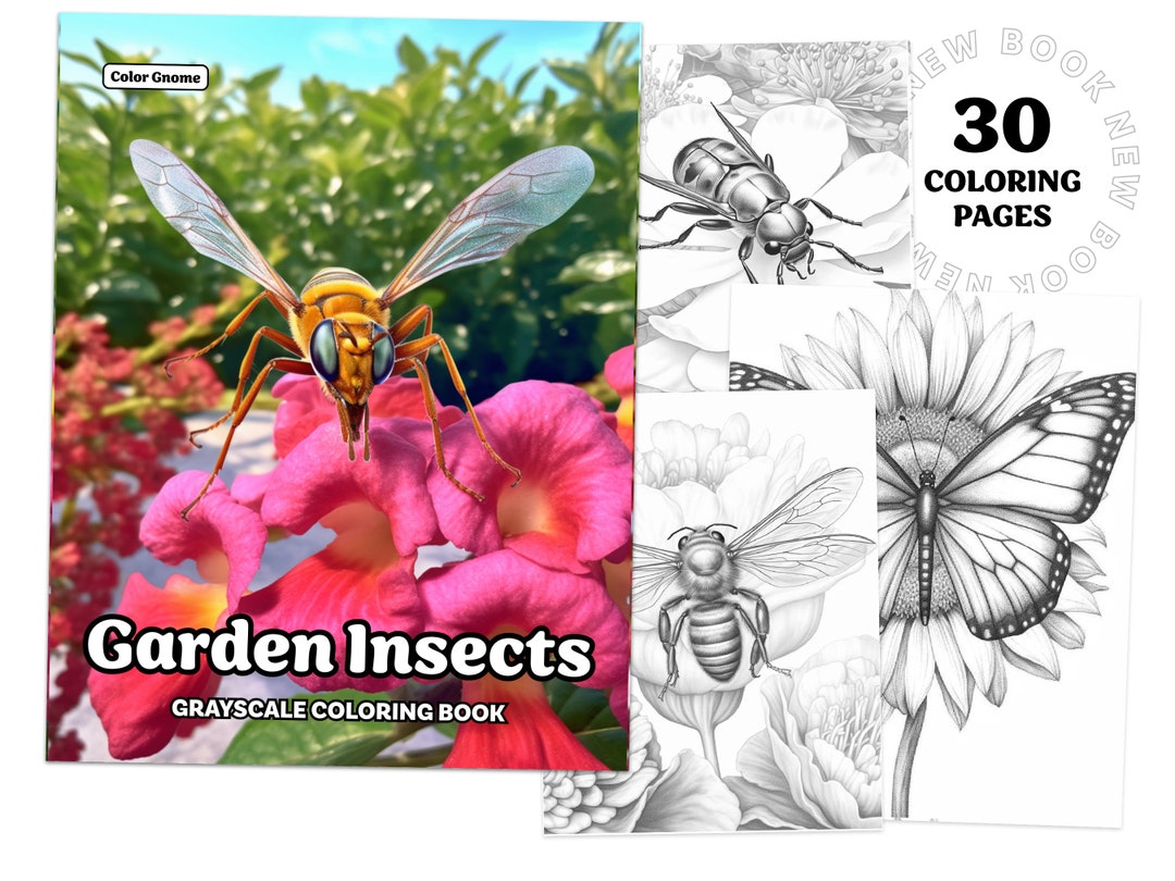 Garden Insects Coloring Book Printable Coloring Page for Adult Coloring ...