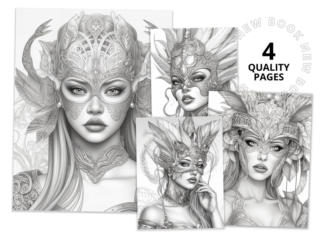 Breathtaking Masquerade Masks Coloring Book Printable Coloring Page for