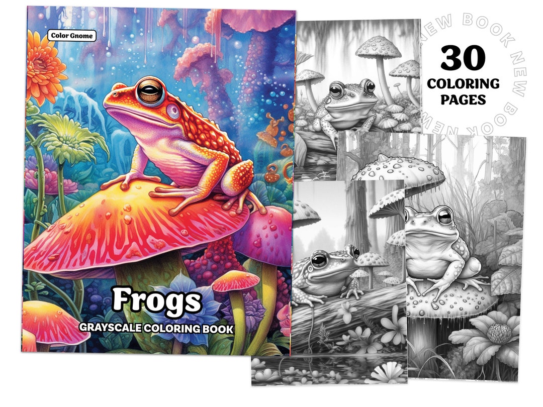 Frogs Coloring Book Printable Coloring Page for Adult Coloring Book ...