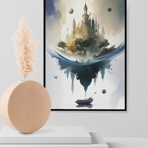Watercolor Digital Printable Wall Art &quot;An upside-down world&quot;