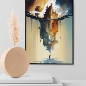 Watercolor Digital Printable Wall Art &quot;An upside-down world&quot;