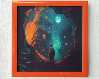 Abstract Digital Printable Wall Art "Escher meets van Gogh"